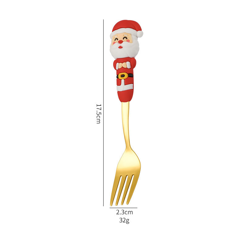 Wholesale Christmas Tableware Dessert Spoon Fork Cartoon  Spoon